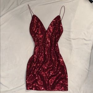 Red sequin mini dress